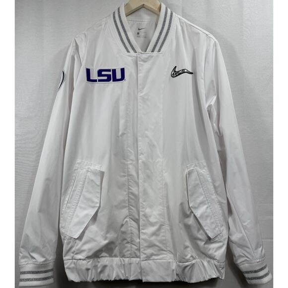 Nike Other - NIKE ON-FIELD x LSU TIGERS Sz LSideline Players Jacket Snap Front White Mens
